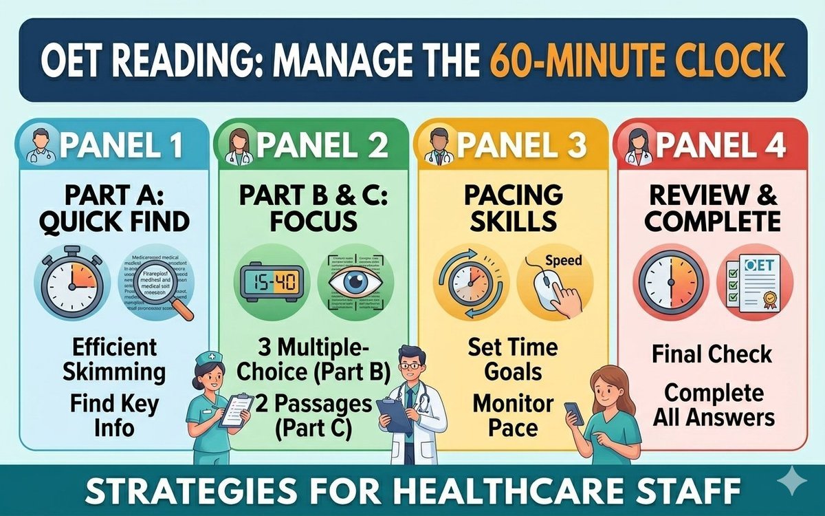 OET Reading sub-test: how to manage the 60-minute clock