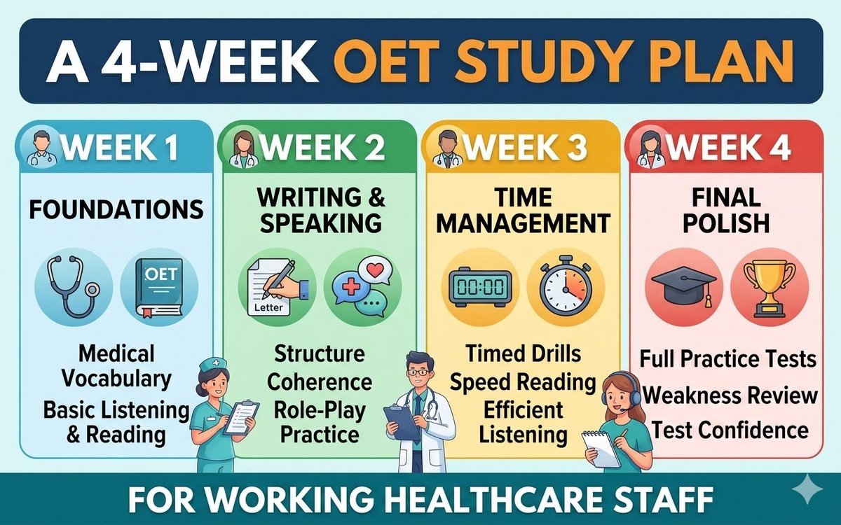 A 4-week OET study plan for working healthcare staff