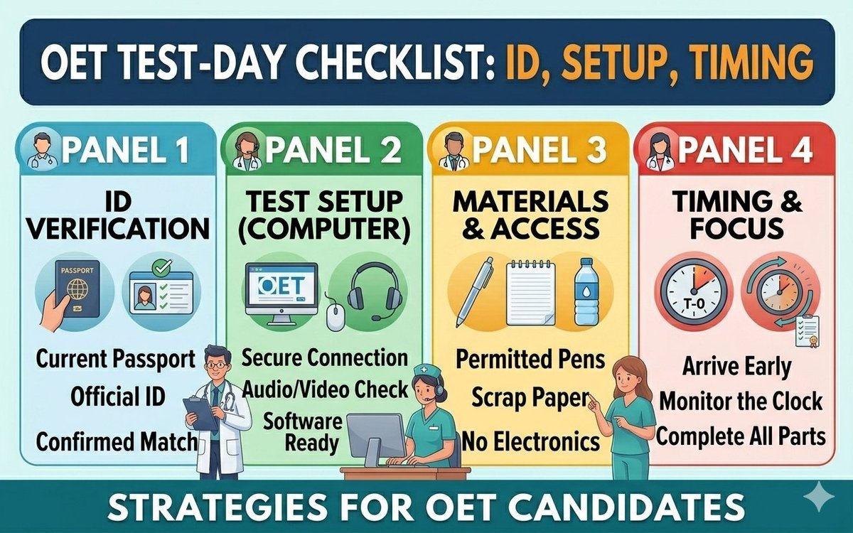 Your OET test-day checklist: ID, setup, and timing
